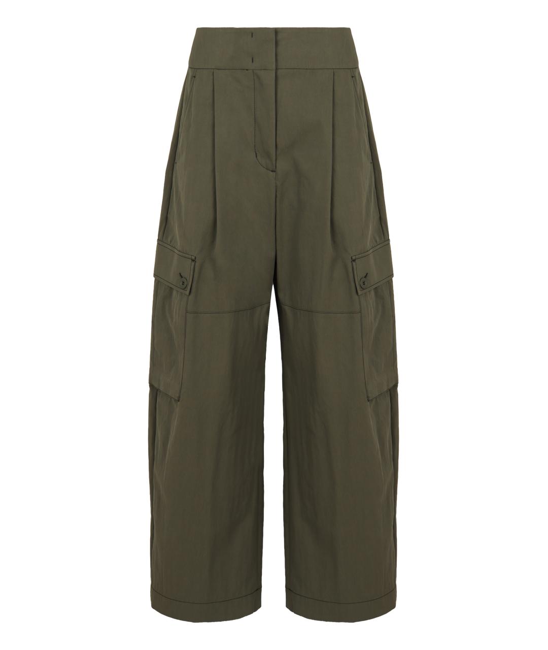 WEEKEND MAX MARA Зеленые хлопковые прямые брюки, фото 1