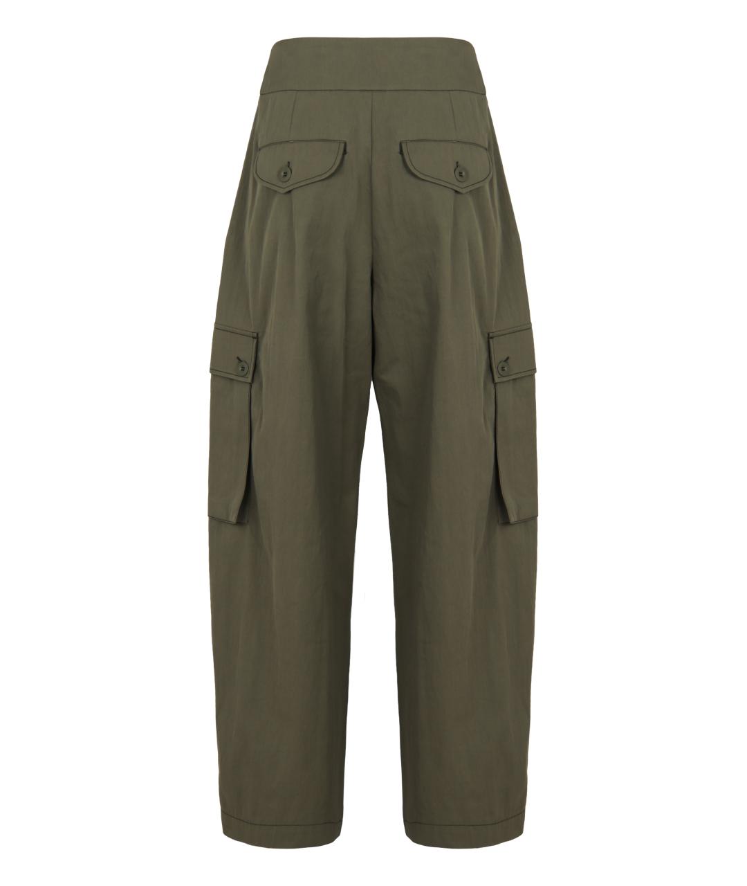 WEEKEND MAX MARA Зеленые хлопковые прямые брюки, фото 2