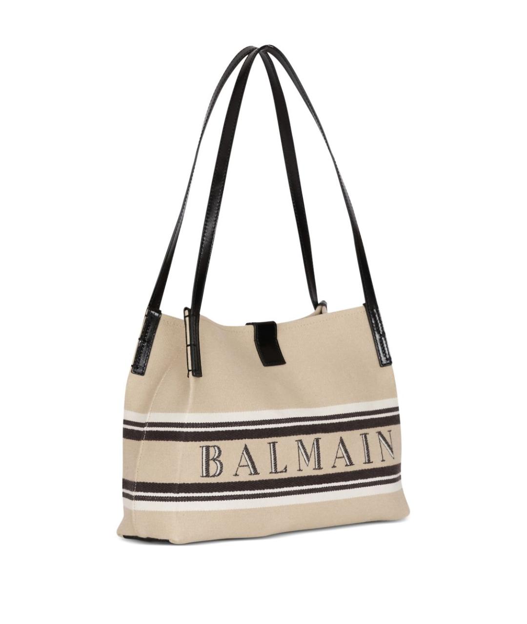 BALMAIN Бежевая тканевая сумка тоут, фото 4