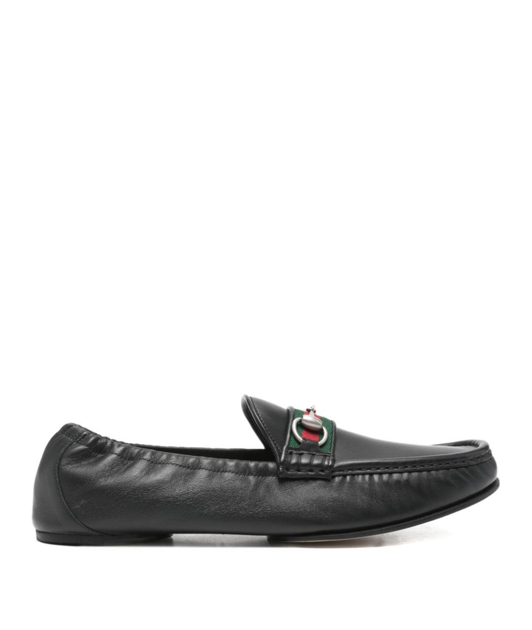 GUCCI Черные кожаные лоферы, фото 1