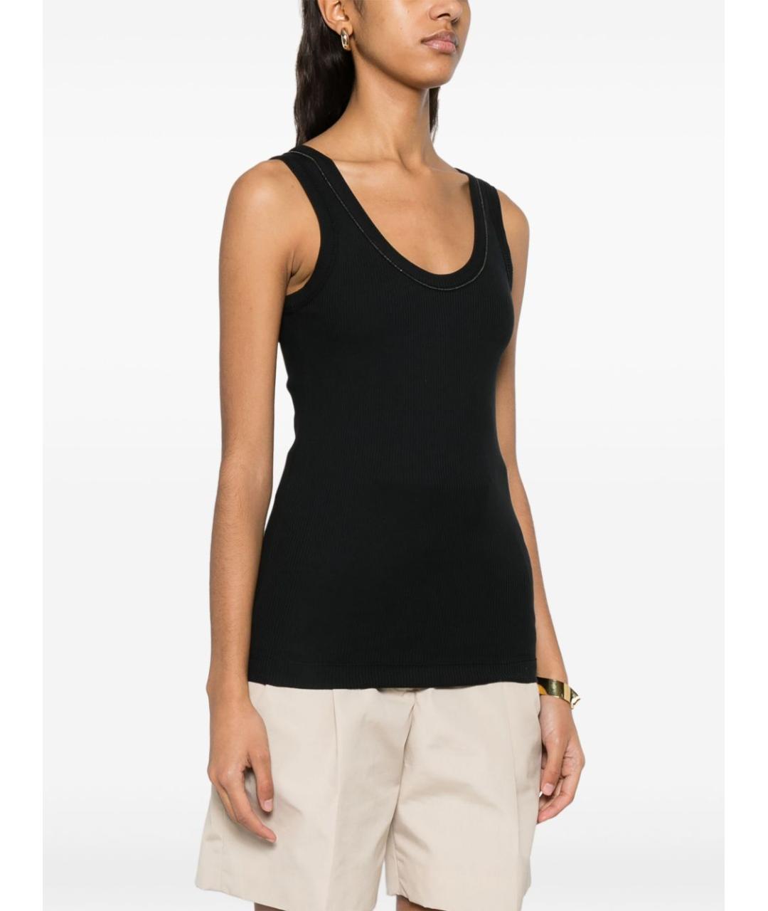 BRUNELLO CUCINELLI Черная хлопковая майка, фото 5