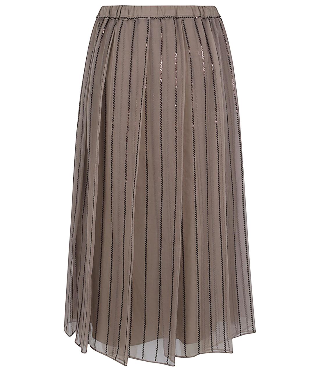 BRUNELLO CUCINELLI Бежевая шелковая юбка миди, фото 2