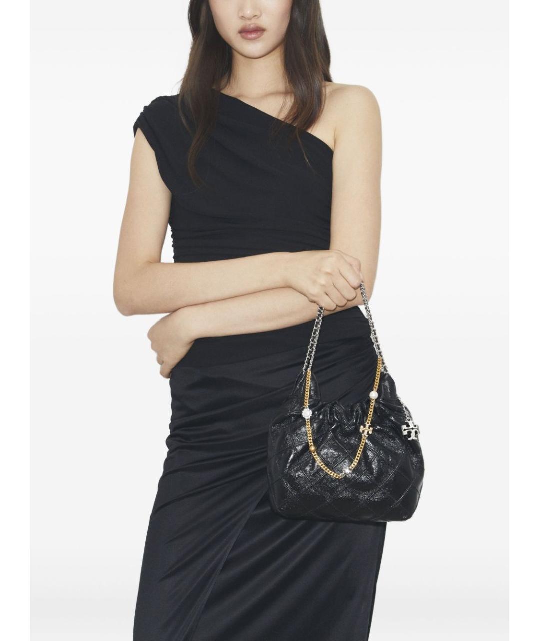 TORY BURCH Черная кожаная сумка через плечо, фото 5