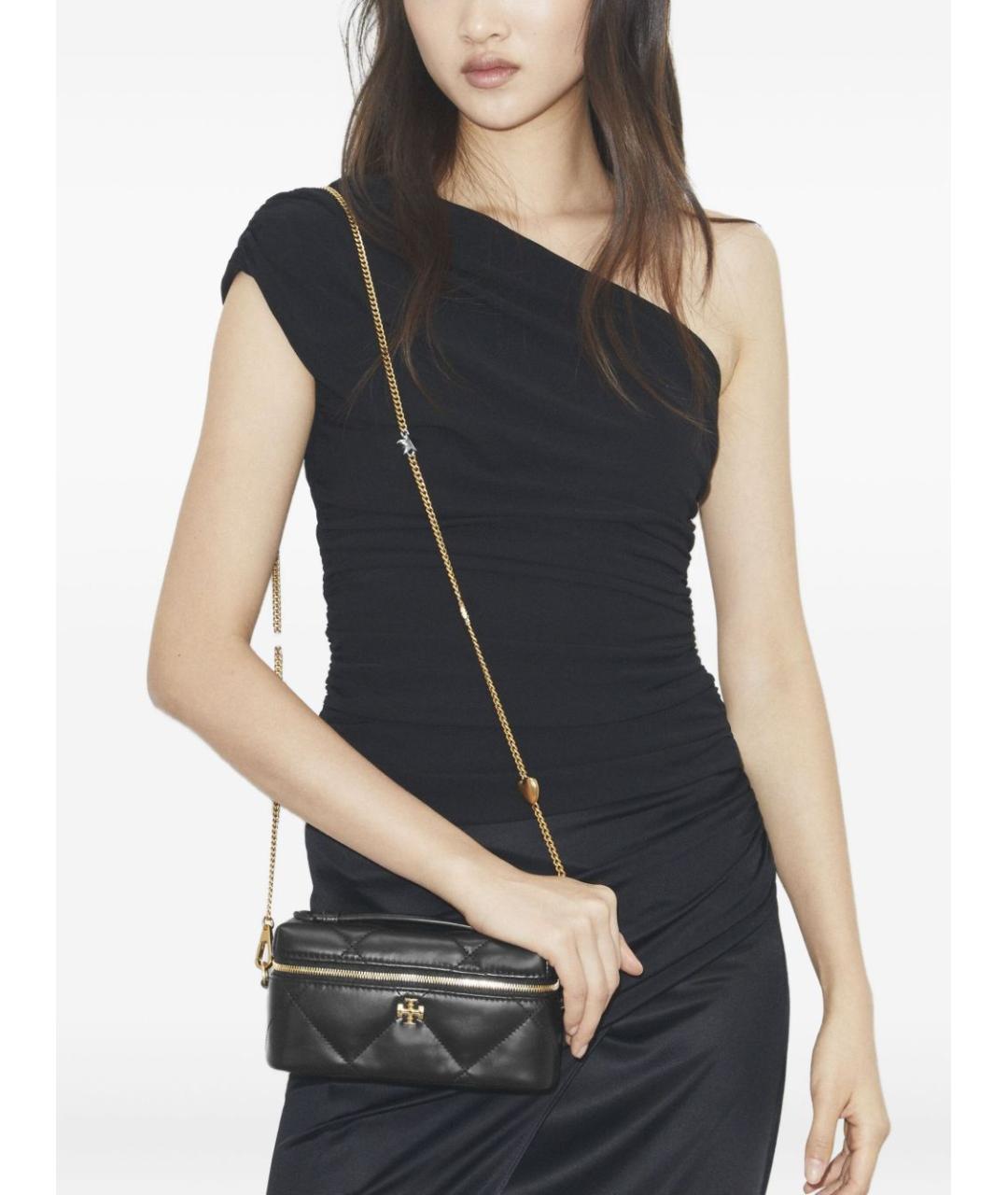 TORY BURCH Черная кожаная сумка с короткими ручками, фото 5