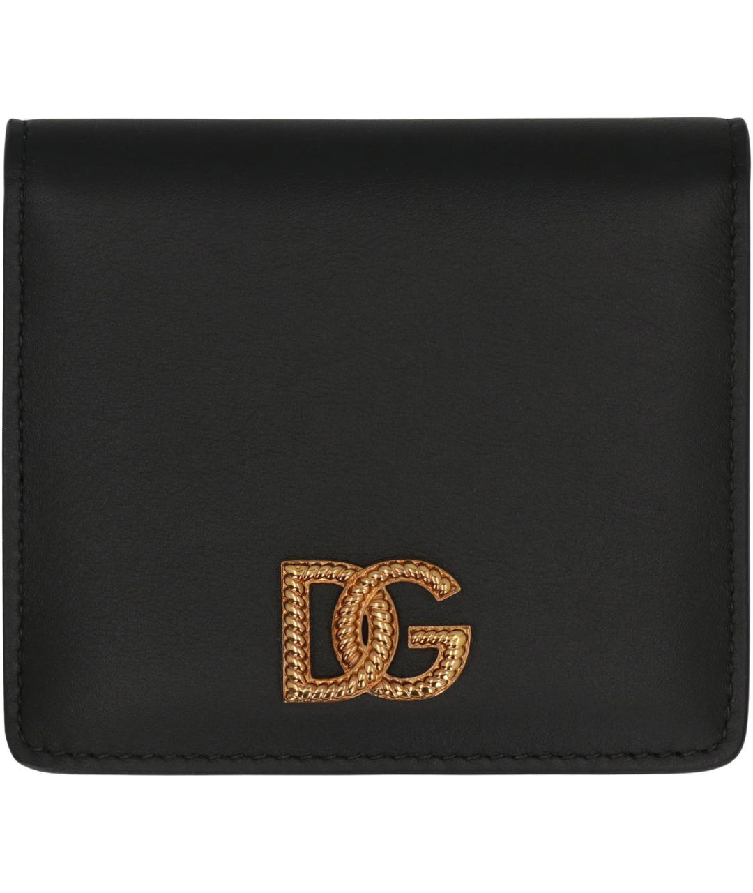 DOLCE&GABBANA Черный кожаный кошелек, фото 2