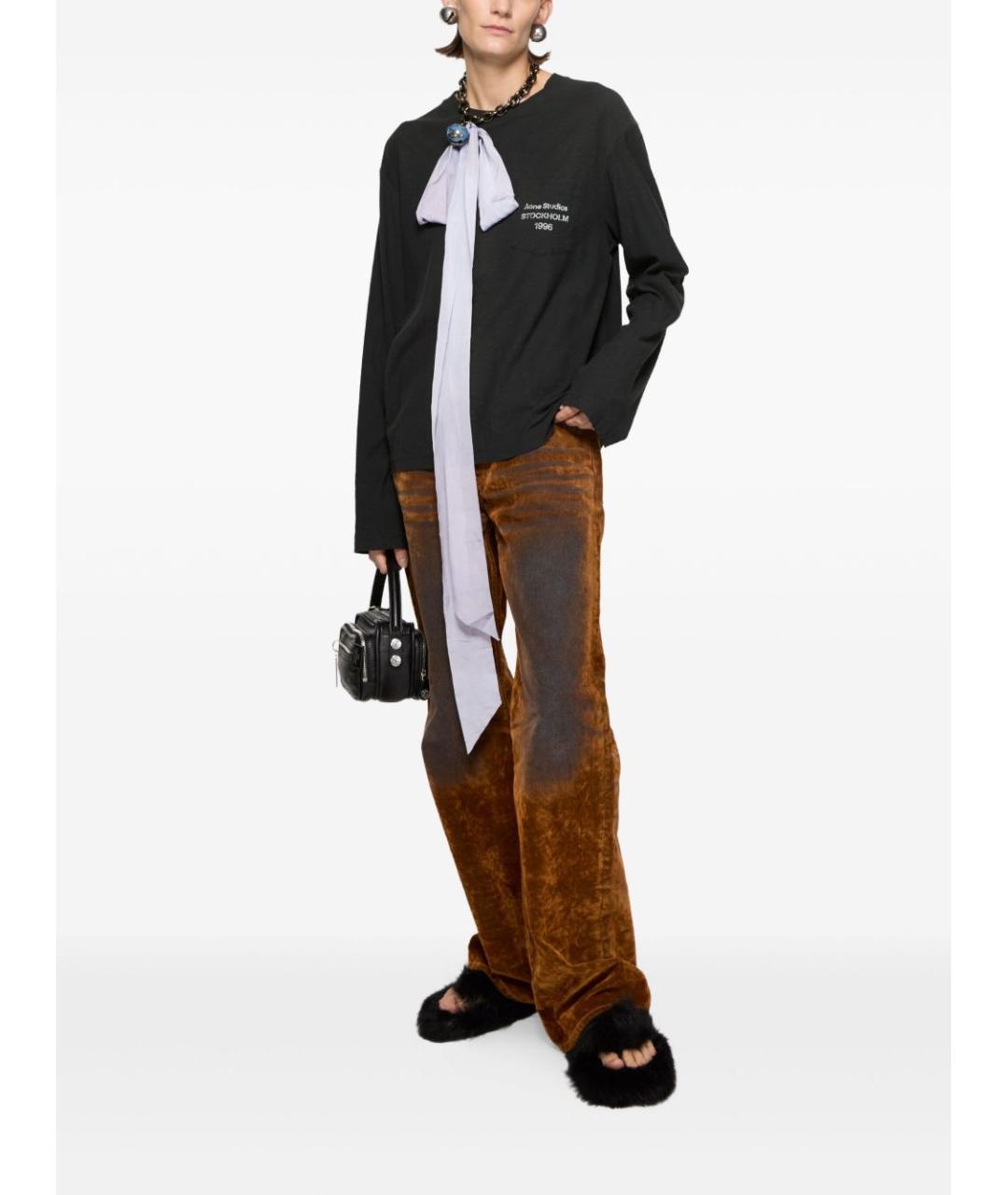 ACNE STUDIOS Черная кожаная сумка с короткими ручками, фото 3