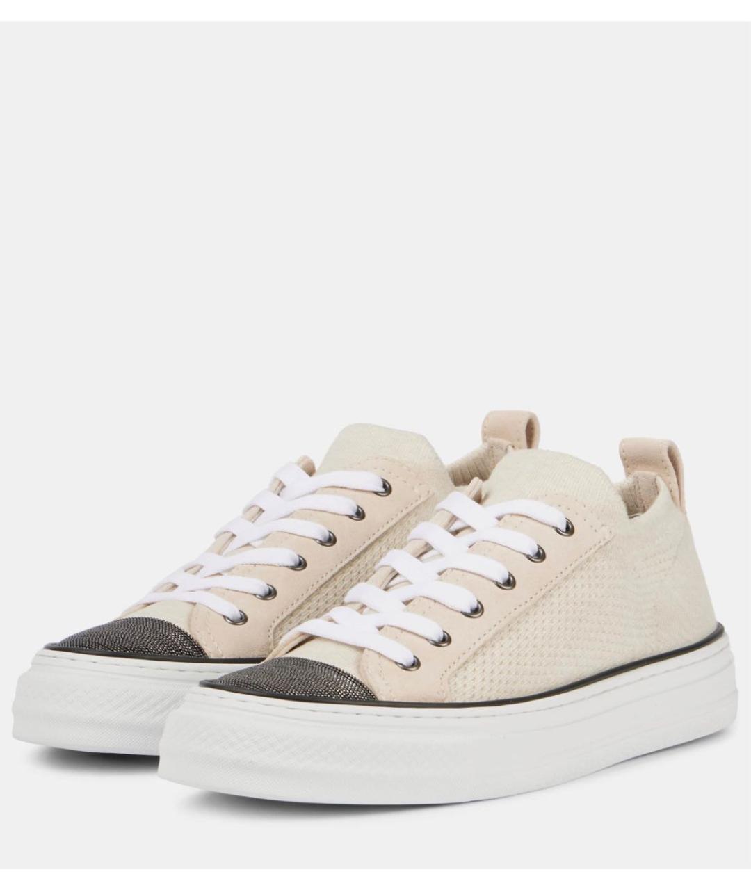 BRUNELLO CUCINELLI Бежевые текстильные кеды, фото 2