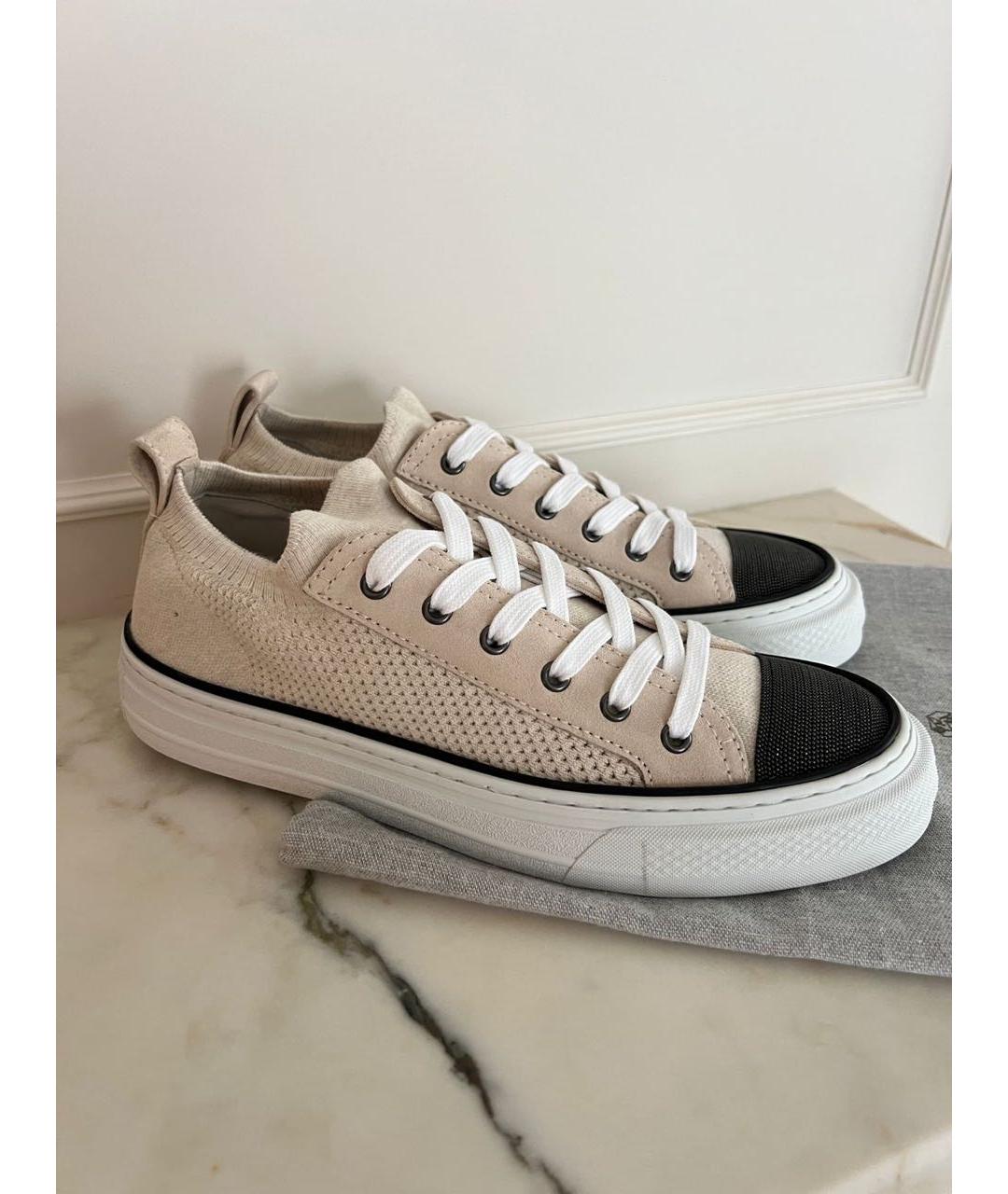 BRUNELLO CUCINELLI Бежевые текстильные кеды, фото 9