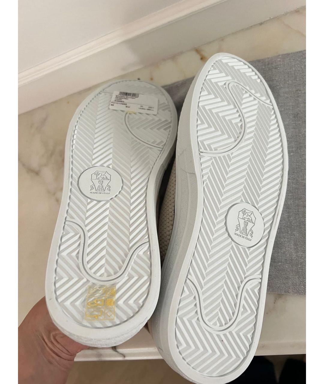 BRUNELLO CUCINELLI Бежевые текстильные кеды, фото 3