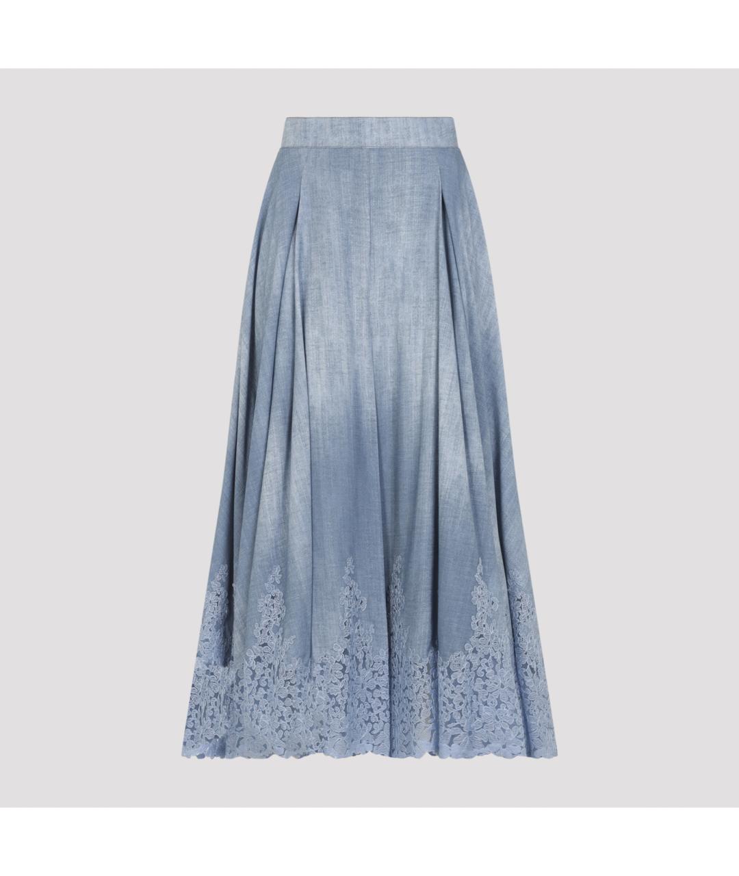 ERMANNO SCERVINO Голубая вискозная юбка миди, фото 2