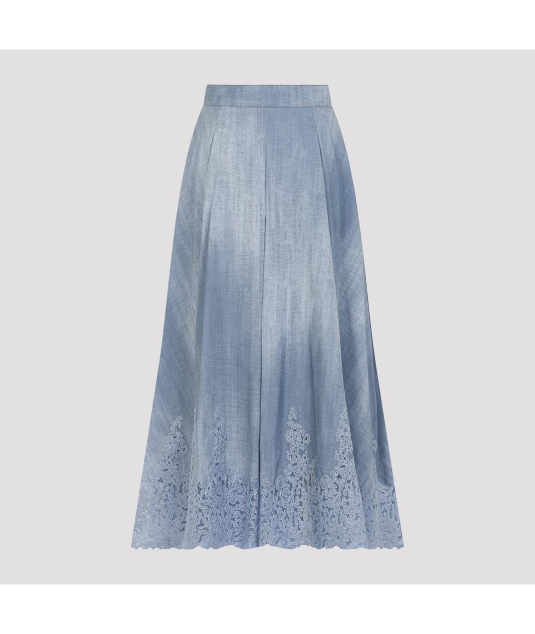 ERMANNO SCERVINO Голубая вискозная юбка миди, фото 3