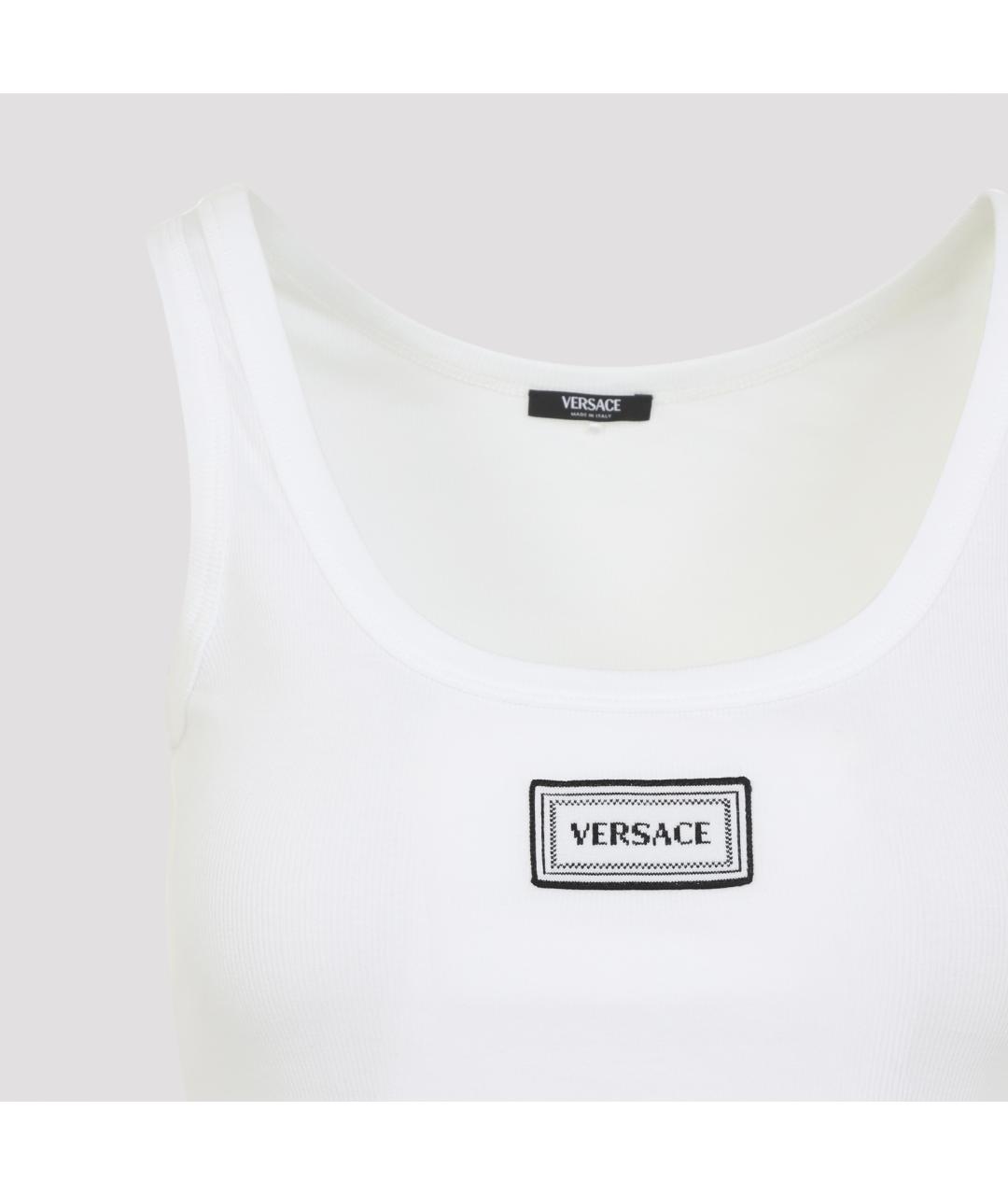 VERSACE Белая хлопко-эластановая майка, фото 5