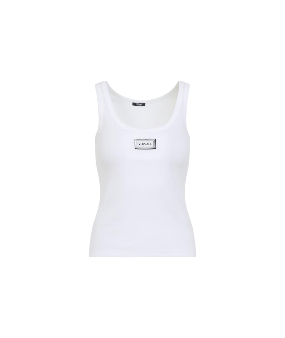 VERSACE Белая хлопко-эластановая майка, фото 1