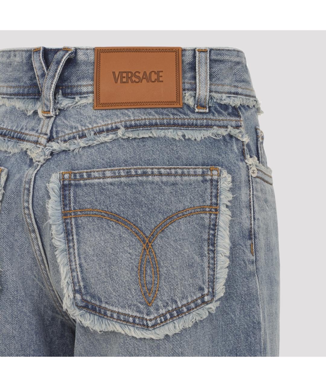 VERSACE Синие хлопковые прямые джинсы, фото 4