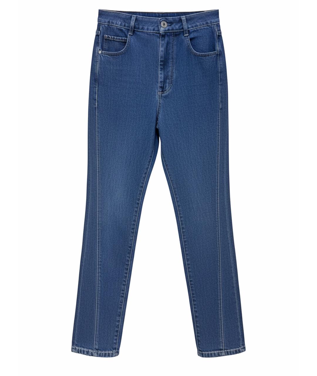 BOTTEGA VENETA Синие хлопковые прямые брюки, фото 1