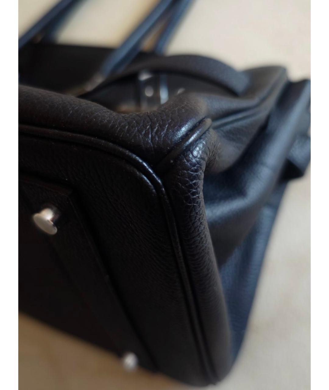 HERMES Черная кожаная сумка с короткими ручками, фото 5