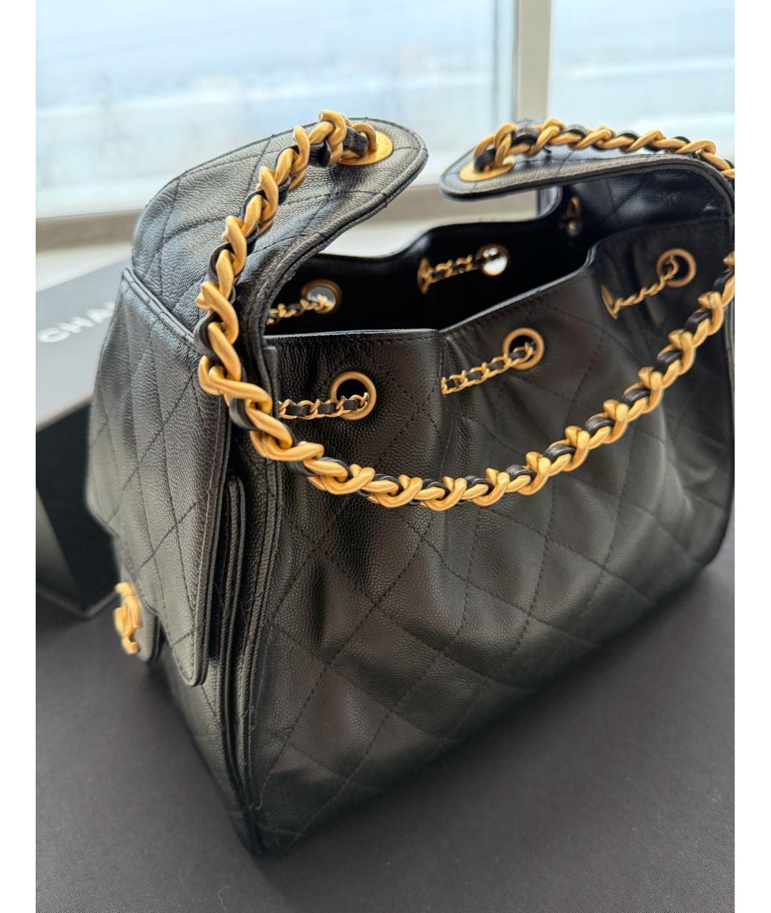 CHANEL Черная кожаная сумка через плечо, фото 6