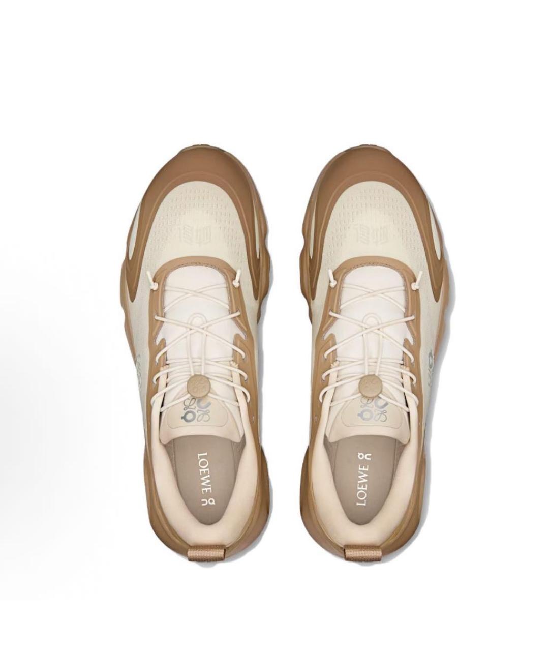 LOEWE Бежевые текстильные кроссовки, фото 4