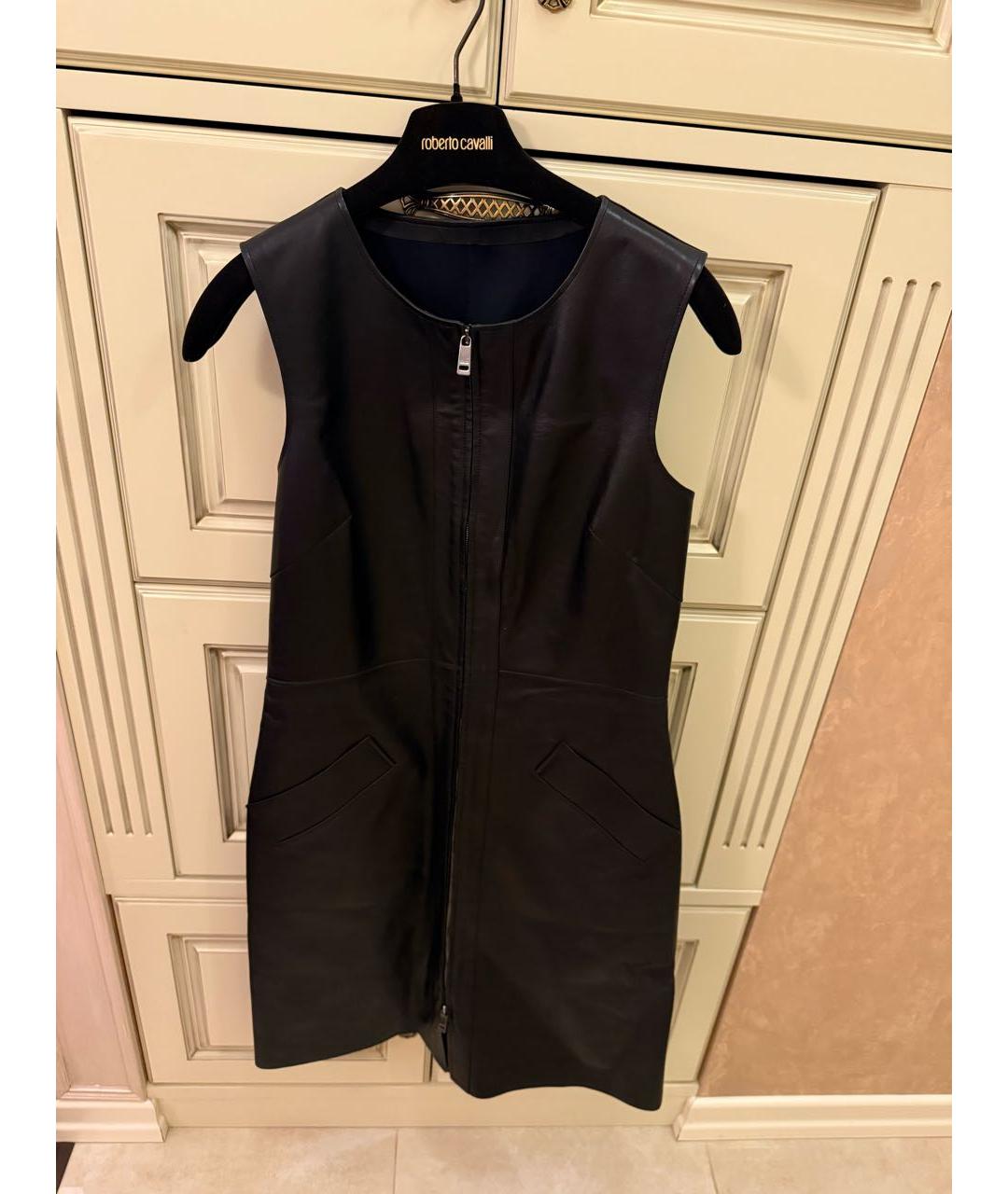 JIL SANDER Черный кожаный сарафан, фото 2