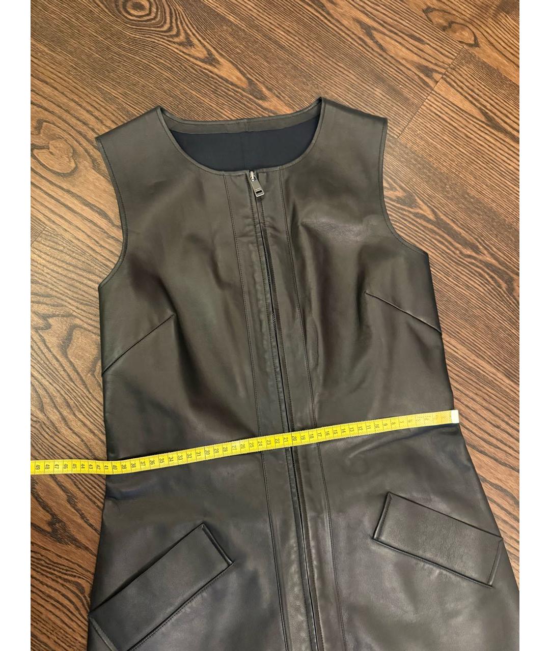 JIL SANDER Черный кожаный сарафан, фото 5