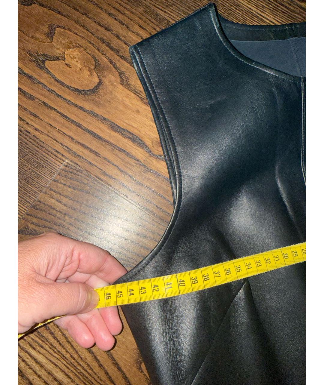 JIL SANDER Черный кожаный сарафан, фото 6