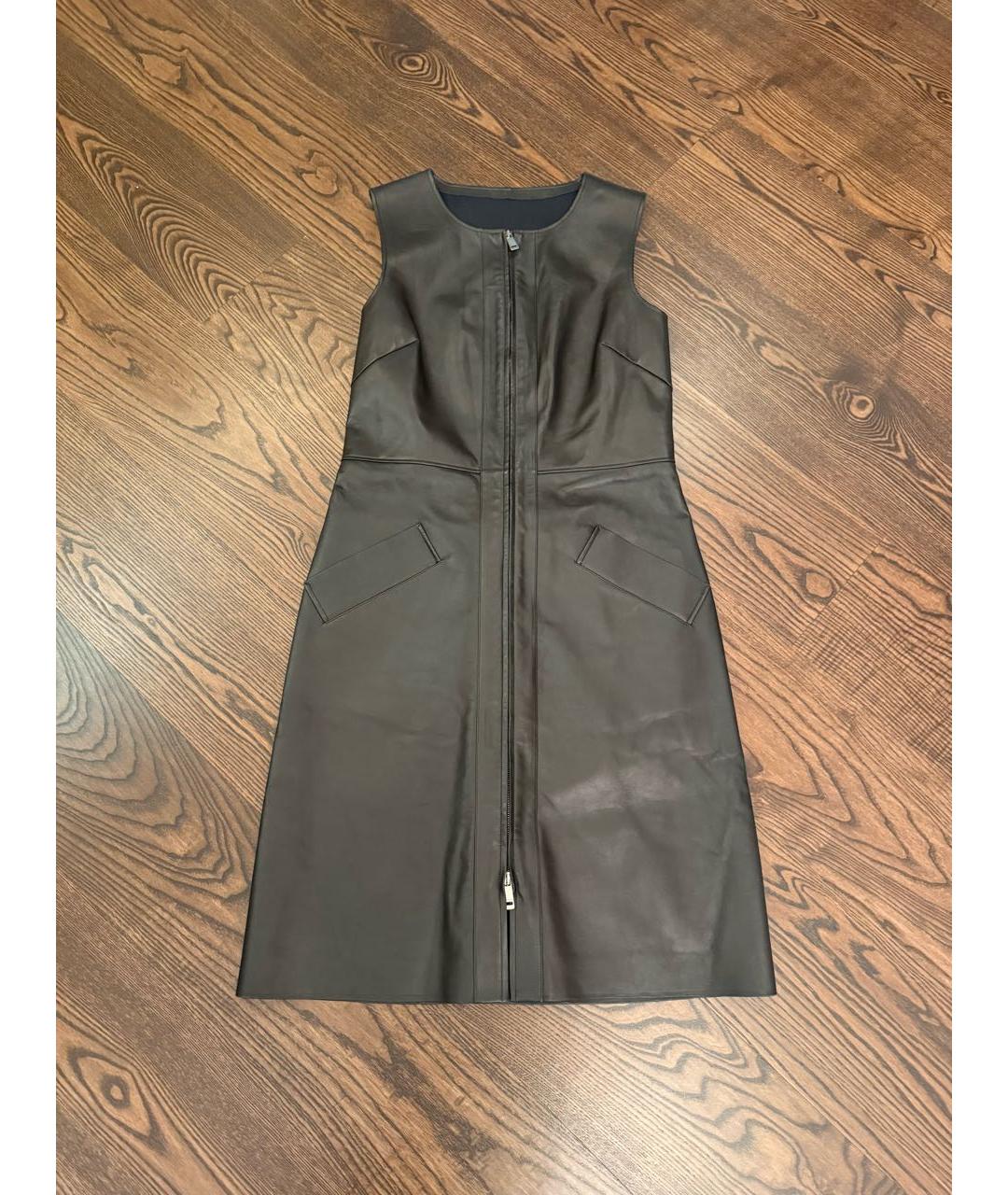 JIL SANDER Черный кожаный сарафан, фото 7