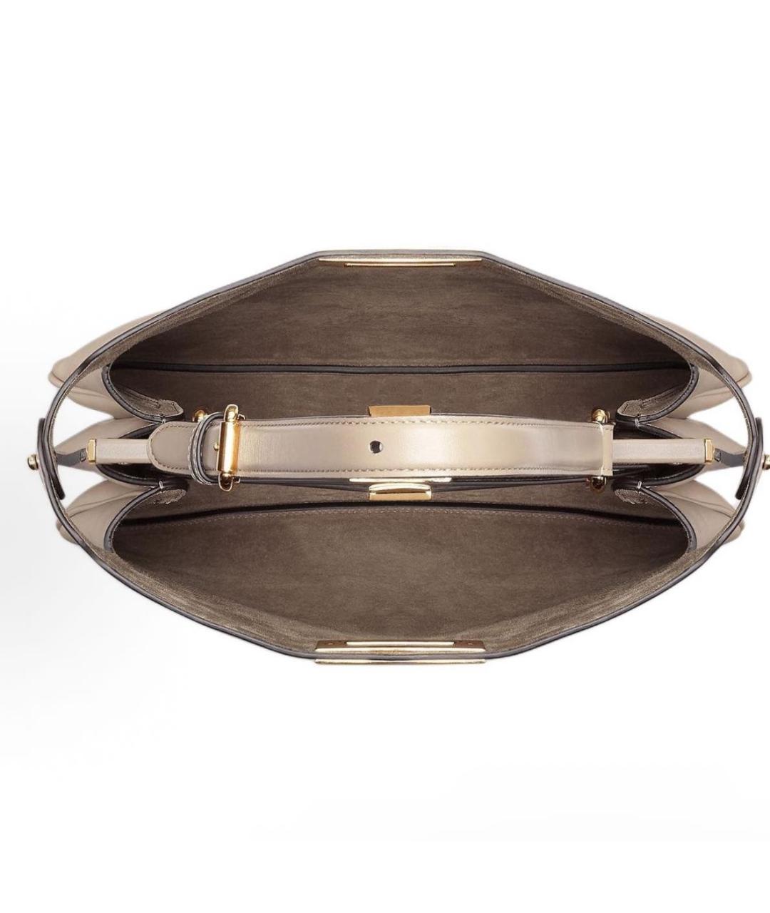 FENDI Бежевая кожаная сумка с короткими ручками, фото 4