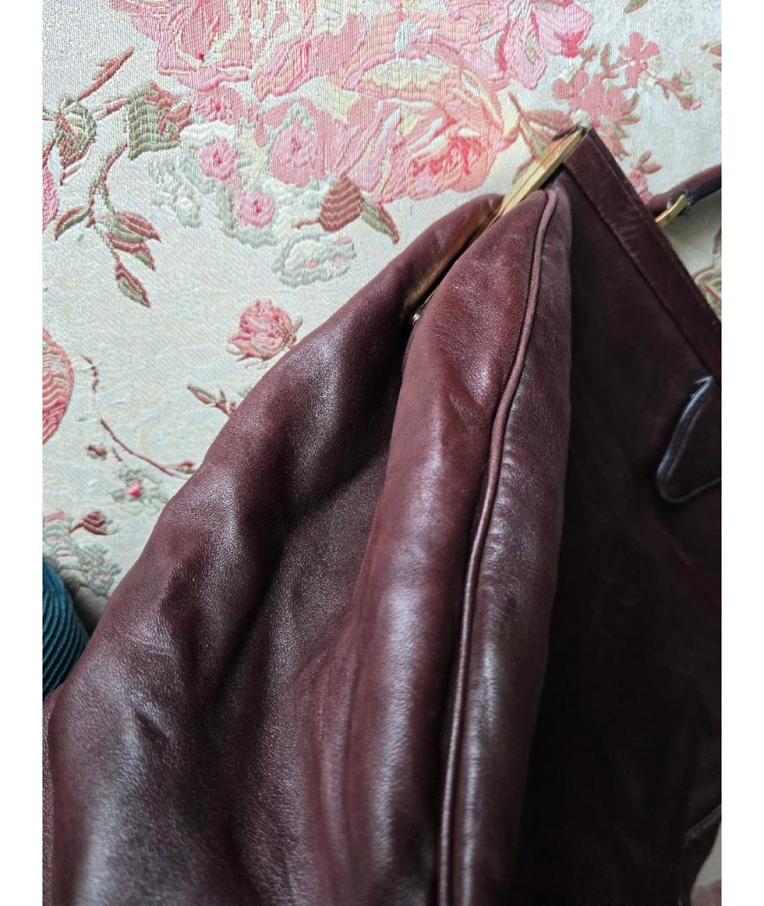 ROCHAS Коричневая кожаная сумка с короткими ручками, фото 8