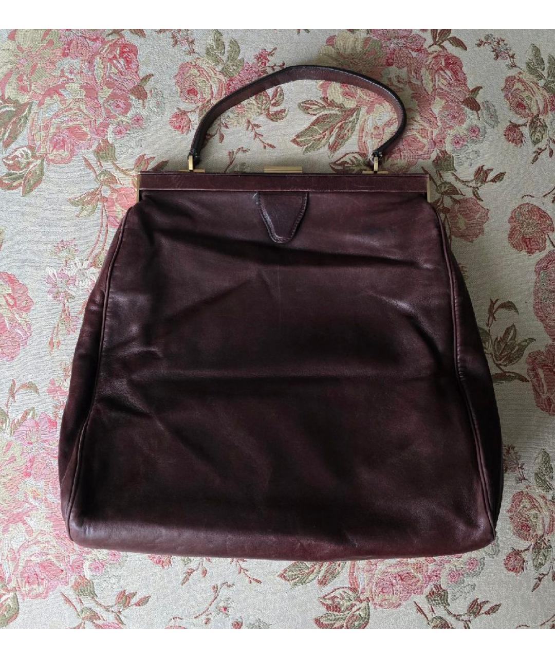 ROCHAS Коричневая кожаная сумка с короткими ручками, фото 9