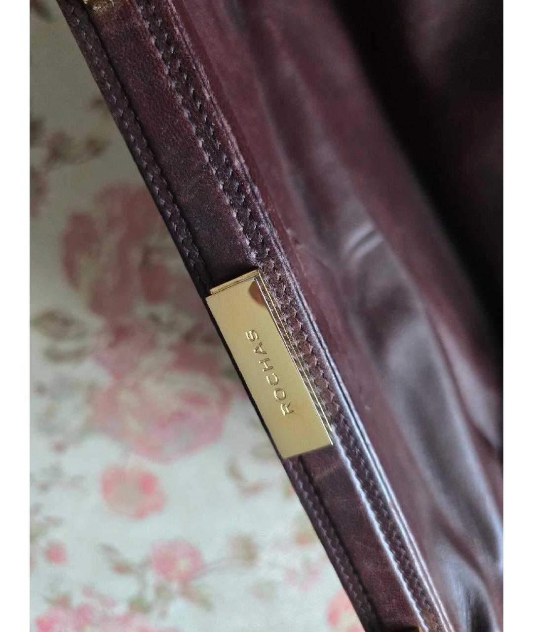 ROCHAS Коричневая кожаная сумка с короткими ручками, фото 6
