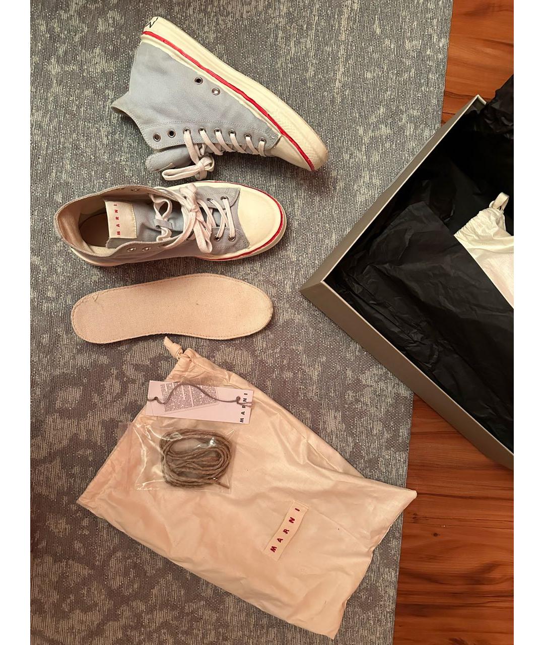 MARNI Голубые текстильные кеды, фото 3