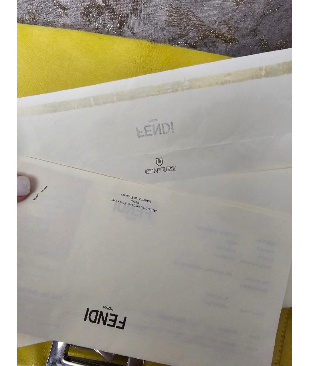 FENDI Желтая кожаная сумка с короткими ручками, фото 7