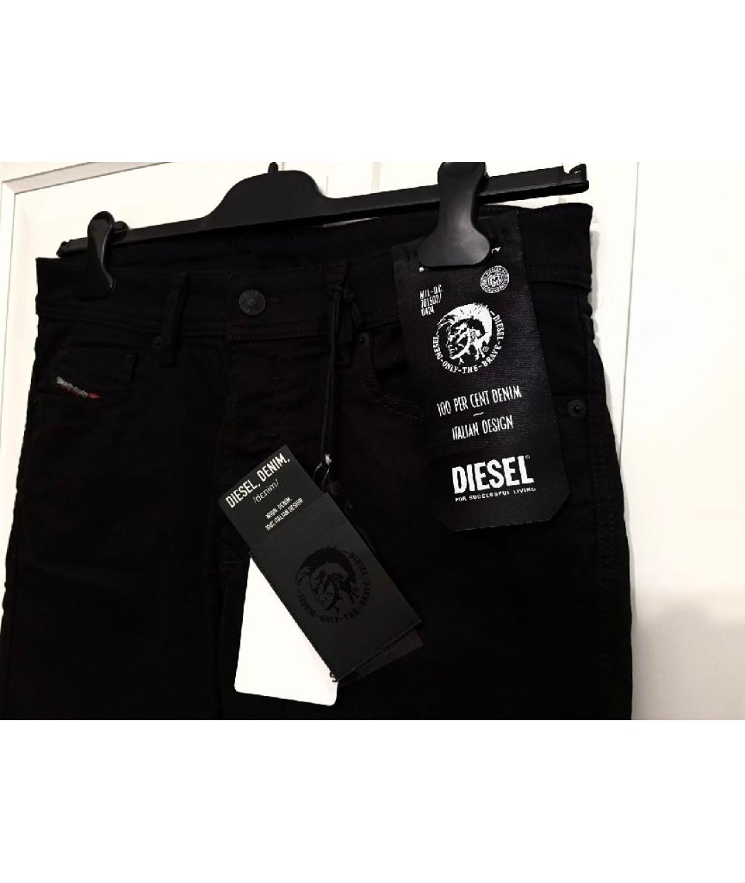 DIESEL Черные хлопко-полиэстеровые джинсы скинни, фото 3