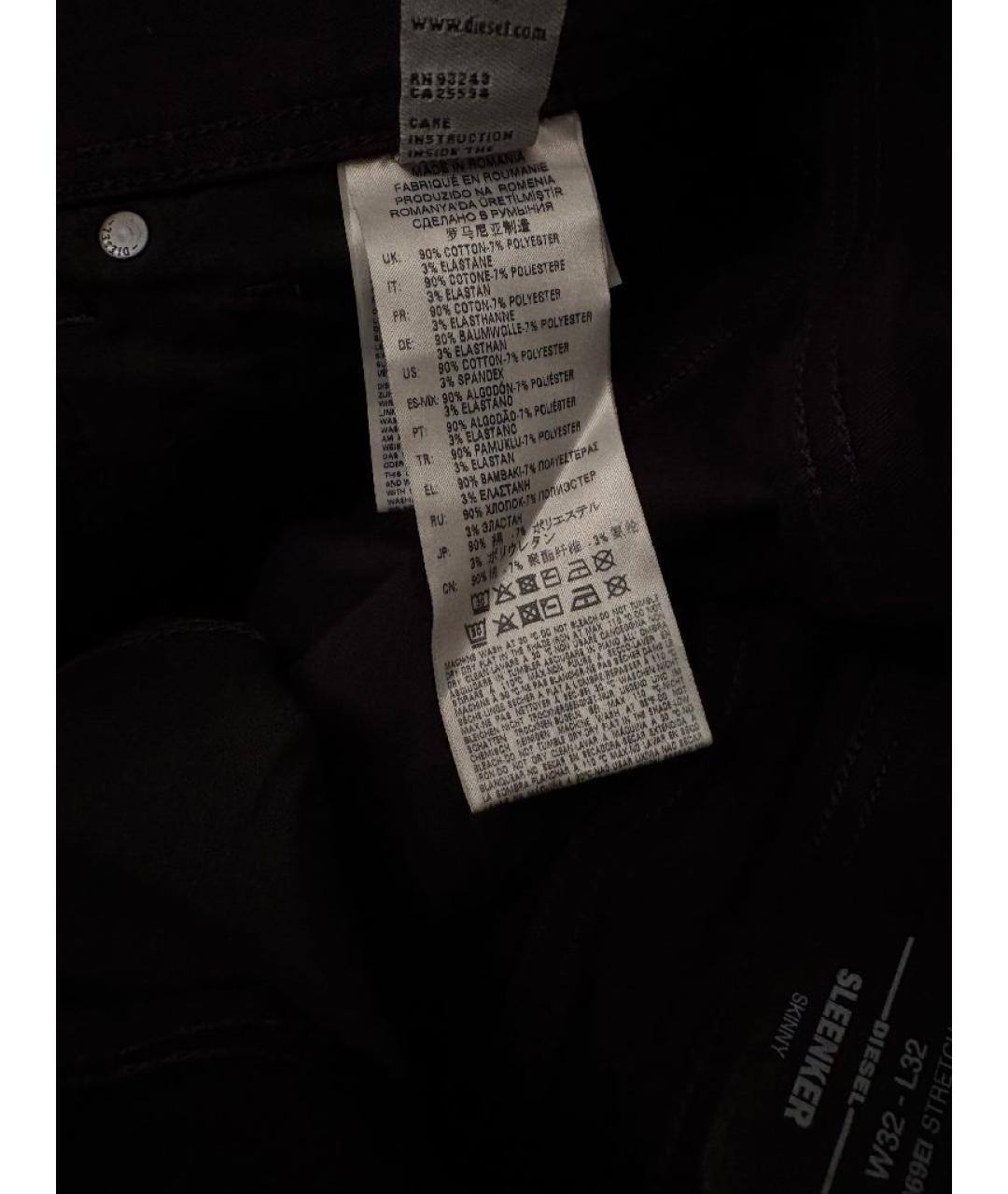 DIESEL Черные хлопко-полиэстеровые джинсы скинни, фото 5