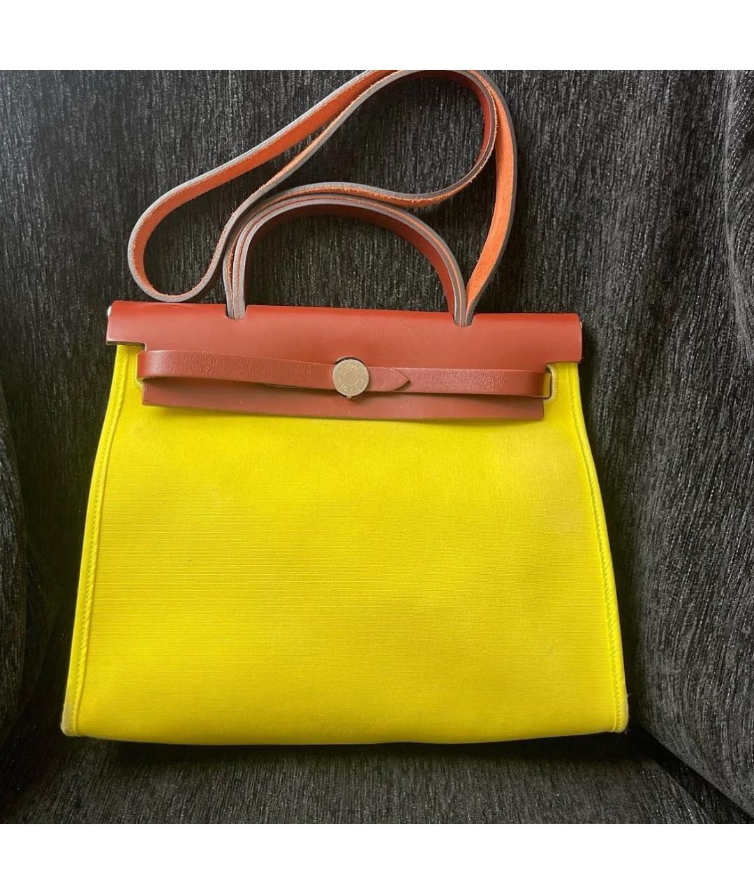 HERMES Желтая сумка с короткими ручками, фото 2