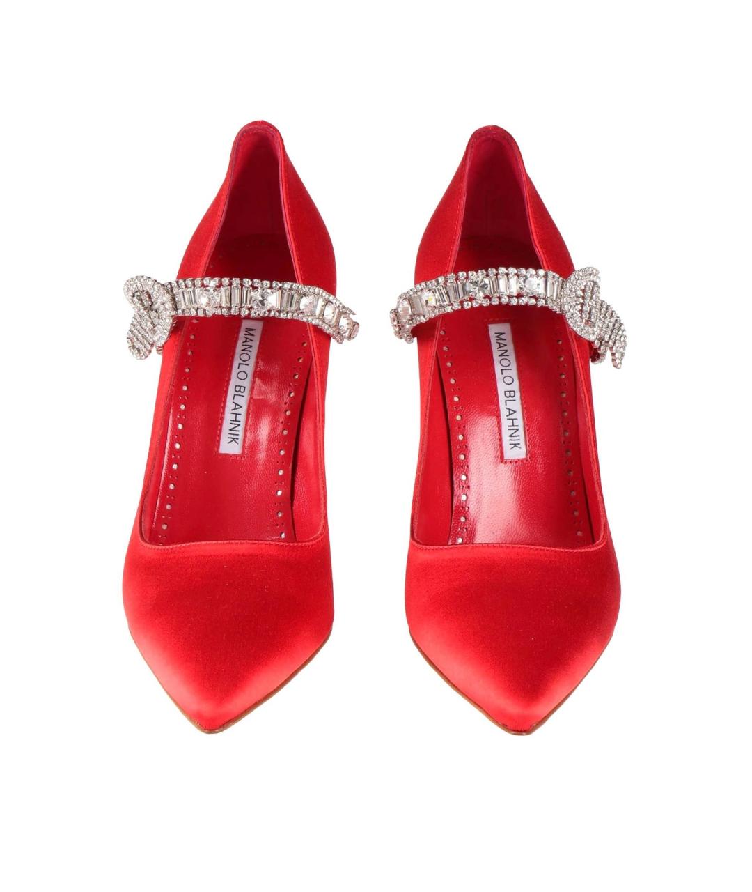 MANOLO BLAHNIK Красные текстильные туфли, фото 3