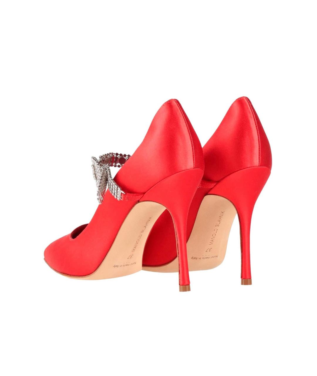 MANOLO BLAHNIK Красные текстильные туфли, фото 4