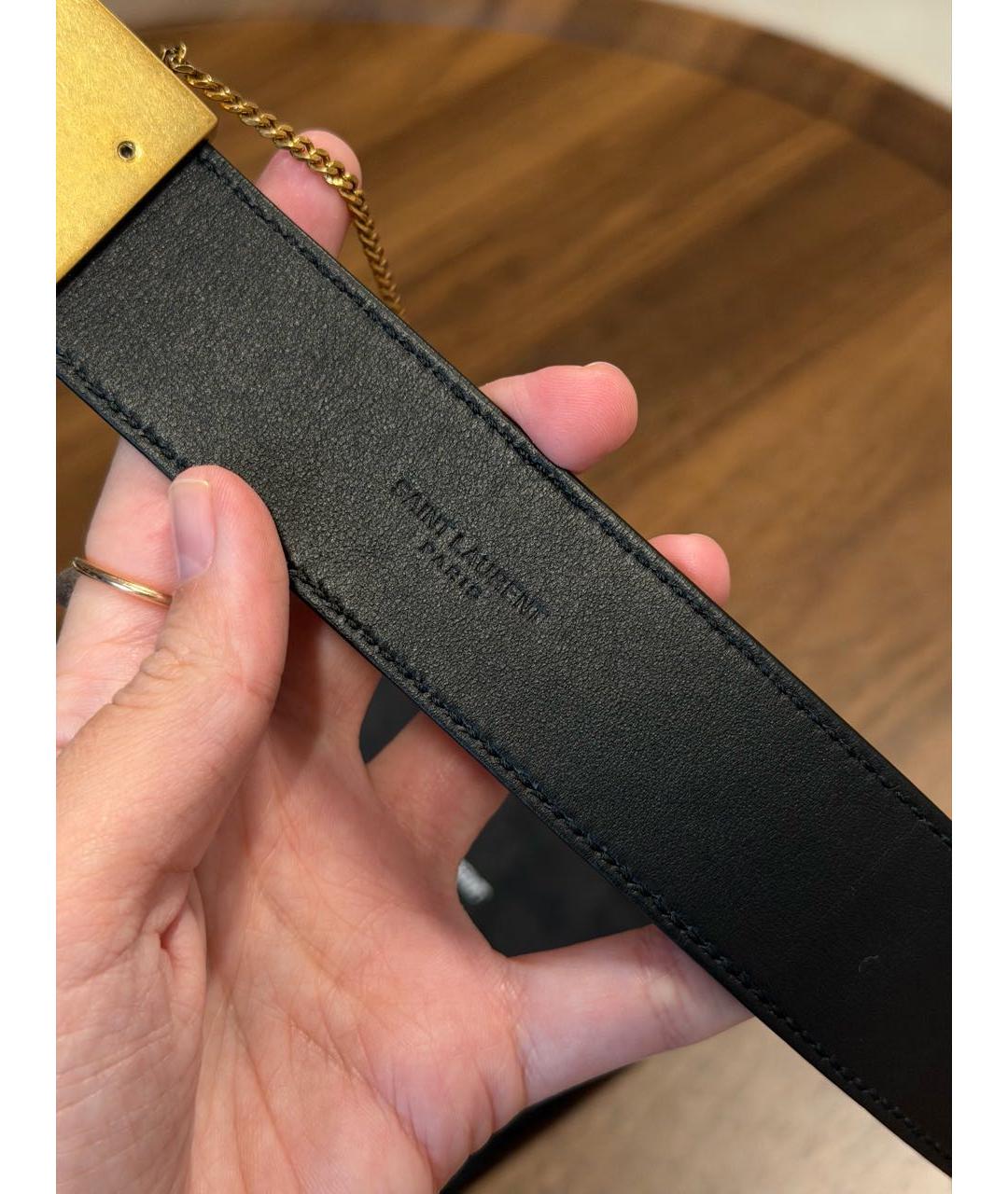 SAINT LAURENT Черный кожаный ремень, фото 4