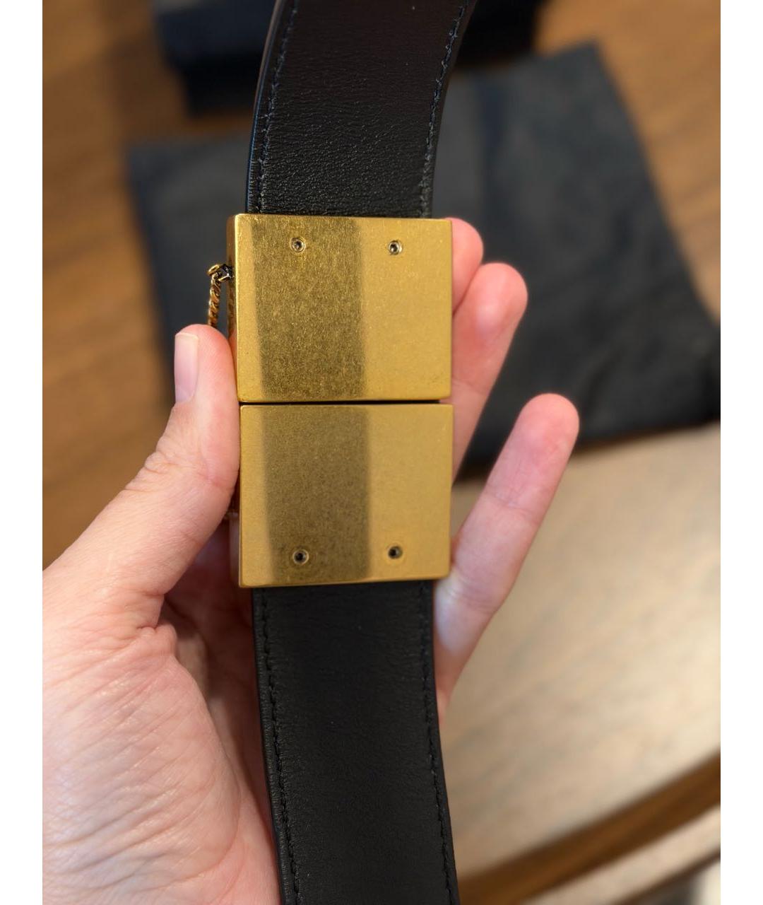 SAINT LAURENT Черный кожаный ремень, фото 3