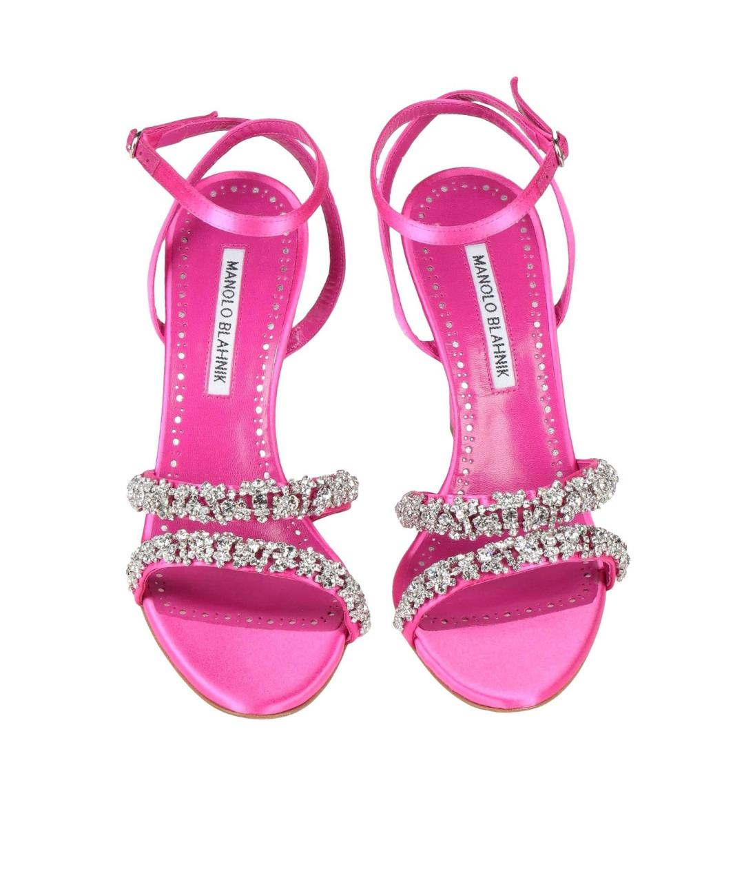 MANOLO BLAHNIK Розовые текстильные босоножки, фото 3