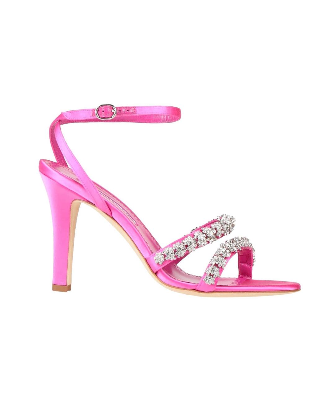 MANOLO BLAHNIK Розовые текстильные босоножки, фото 1