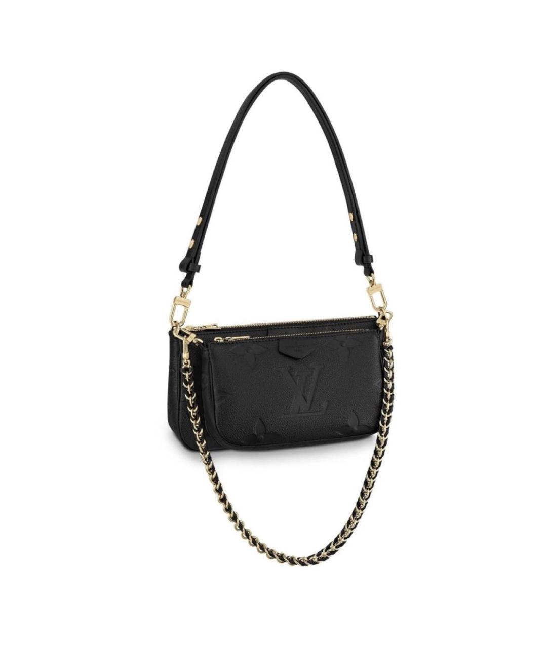 LOUIS VUITTON Черная кожаная сумка через плечо, фото 9