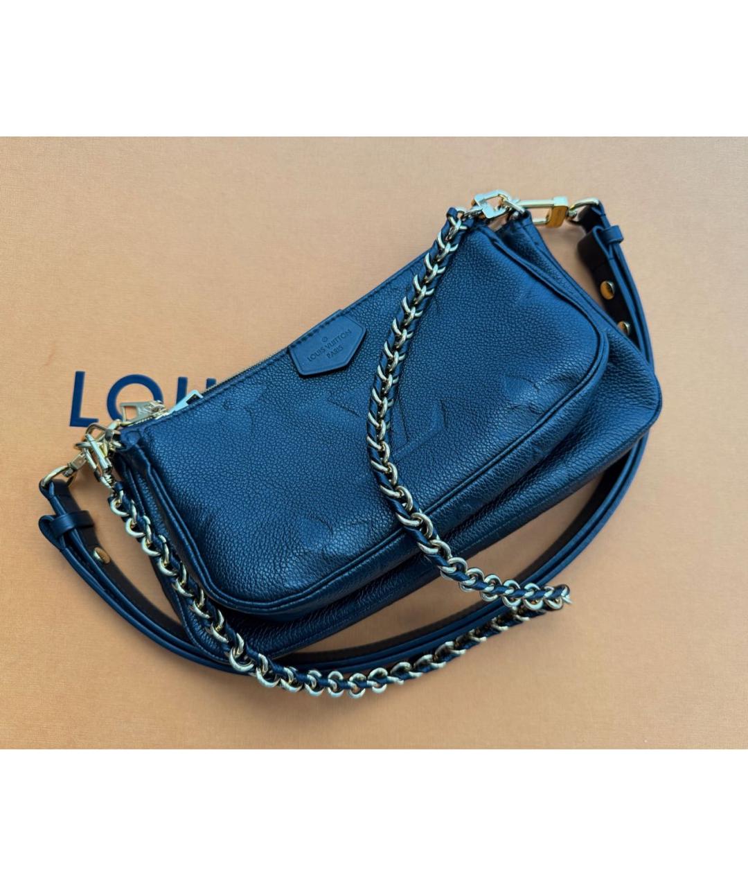 LOUIS VUITTON Черная кожаная сумка через плечо, фото 3