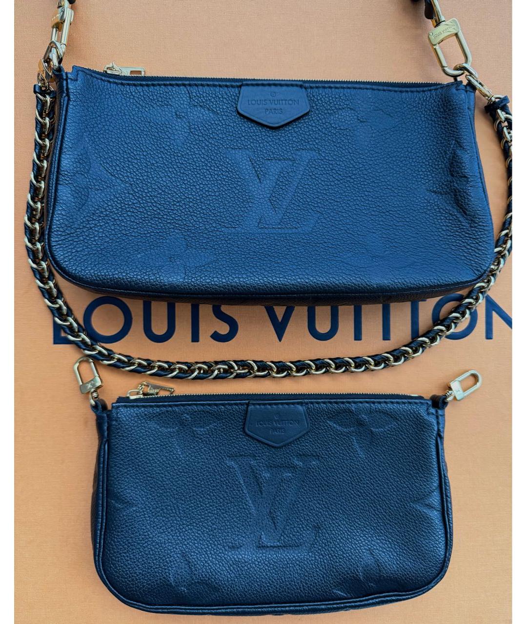 LOUIS VUITTON Черная кожаная сумка через плечо, фото 4