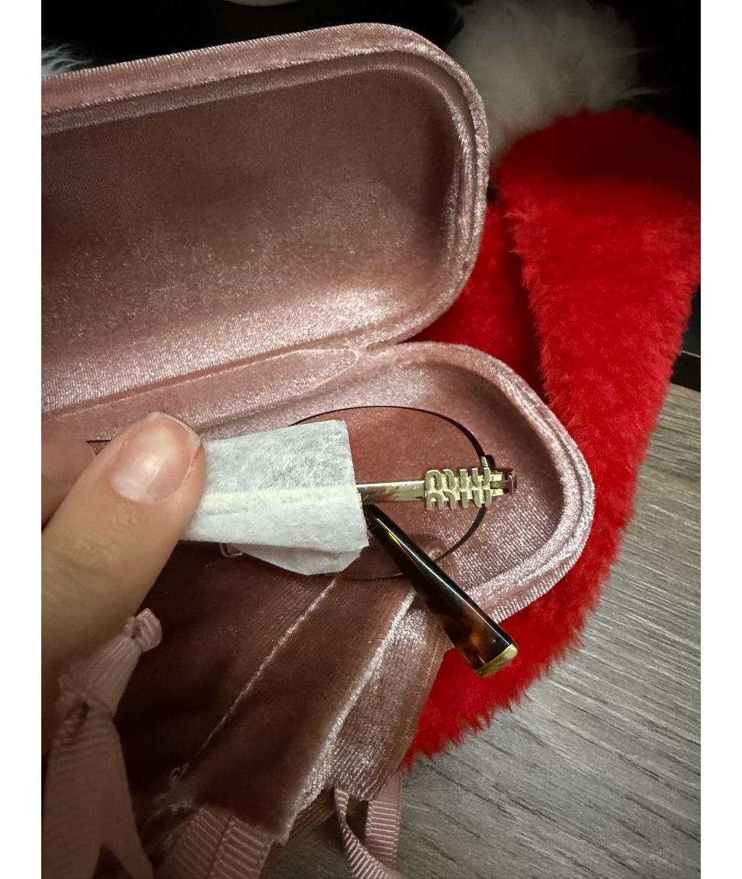 MIU MIU Розовые металлические солнцезащитные очки, фото 2