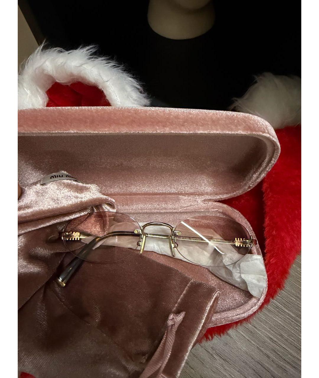 MIU MIU Розовые металлические солнцезащитные очки, фото 3