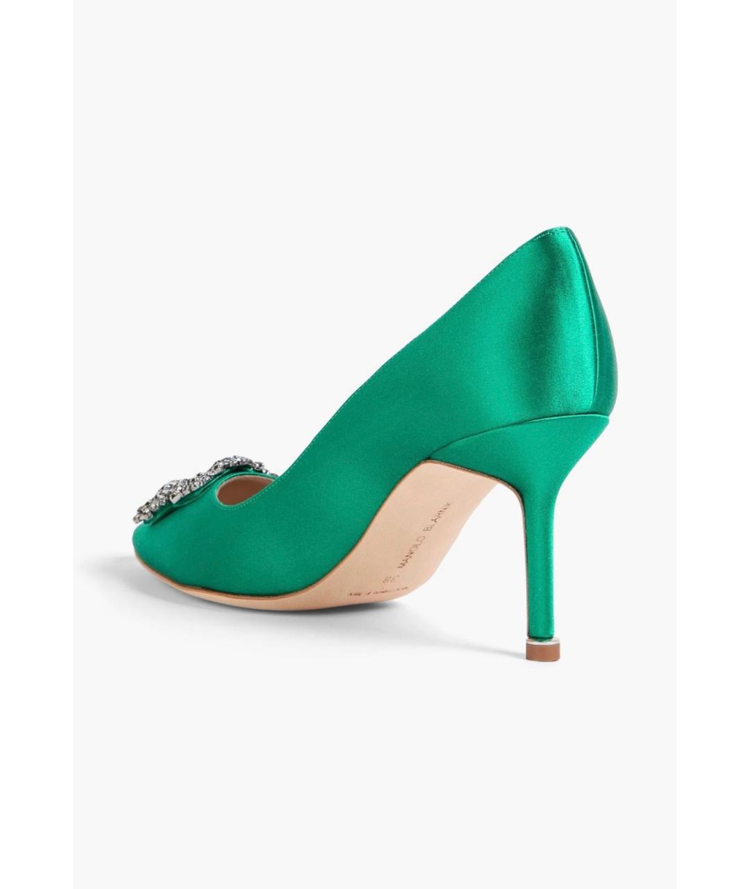 MANOLO BLAHNIK Зеленые текстильные туфли, фото 4