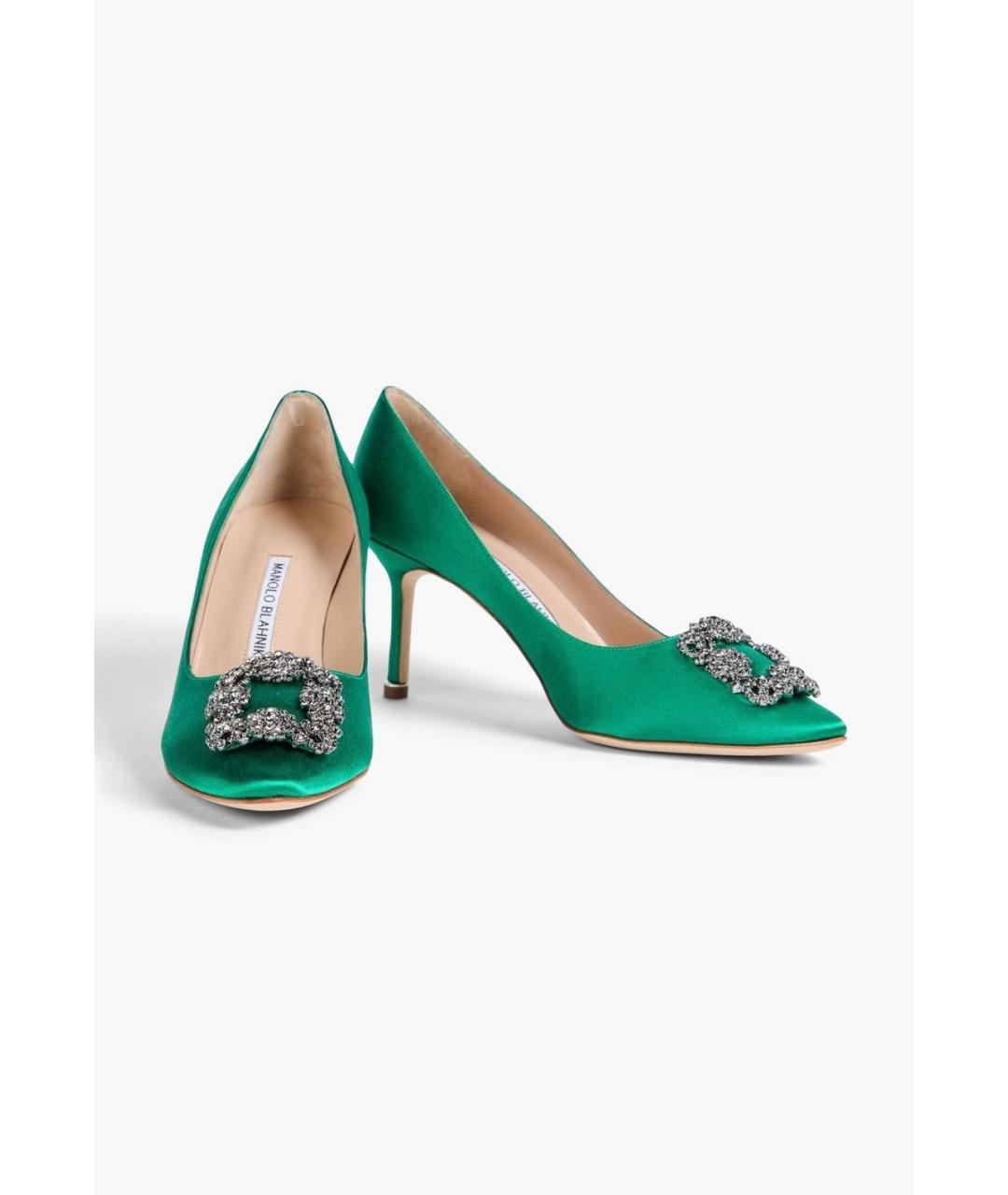 MANOLO BLAHNIK Зеленые текстильные туфли, фото 2