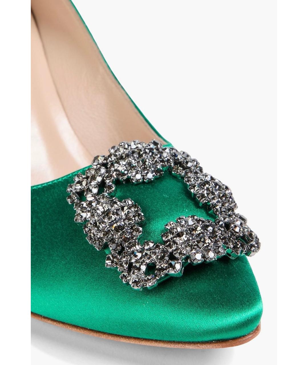 MANOLO BLAHNIK Зеленые текстильные туфли, фото 3