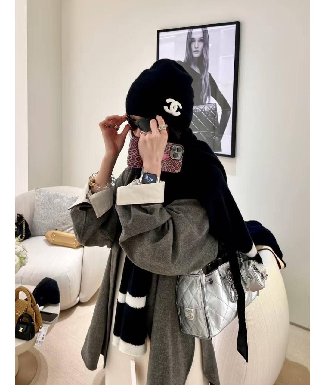 CHANEL Черная кашемировая шапка, фото 4
